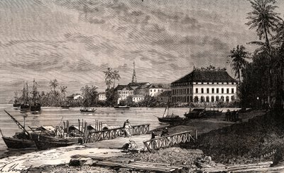Saygon - Vietnam - Ho-Chi-Minh Şehri (Ho Chi Minh Şehri) - V.-A tarafından “La France illustree: coğrafya, tarih, istatistiksel yönetim” üzerine gravür. Malt-Kahverengi. 1884 by French School