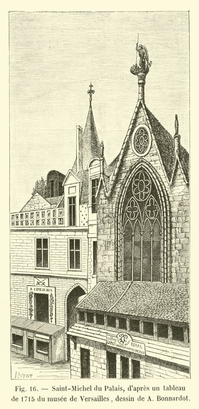 Saint-Michel du Palais, Versailles müzesinde 1715 yılına ait bir tablodan sonra, A Bonnardot tarafından çizildi. by French School