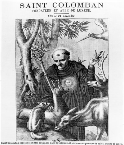 Saint Colombanus, Bauchart tarafından yapılan baskı by French School