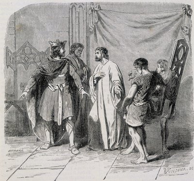 Aziz Eloi ve Dagobert: Dagobert, Eloi ona ikinci koltuğu - gravı - tanıttığında şaşırdı. 19. yüzyıl by French School