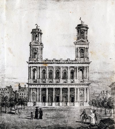 Saint Sulpice Kilisesi, Paris - "Alphabet Picturesque des Monumens de Paris" c.1840 (gravür) by French School