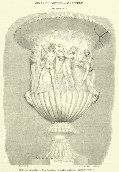 Karyatidler Salonu, Borghese Vazo, Pentelik mermerden, yükseklik, Im, 717 (gravür) by French School
