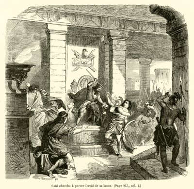 Saul, mızrağıyla Davut