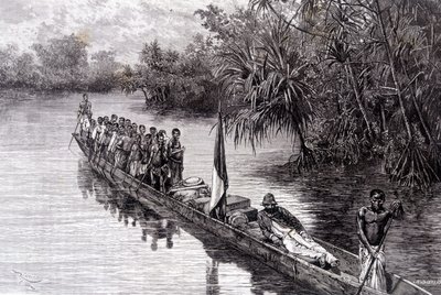 Brazzalı Savorgnan, Batı Afrika pandanusunda bir kanoda - “” Tour du Monde””da, 2. hafta 1887 by French School