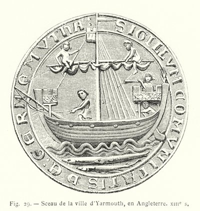 Yarmouth kasabasının mührü, İngiltere, 13. yüzyıl (gravür) by French School