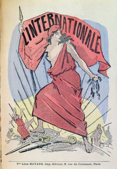 LInternationale şarkısının notası, c.1900 (renkli gravür) by French School