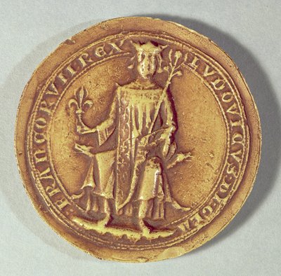 Louis mührü (1214-70) elinde bir asa ve fleur de lys, c.1252 by French School
