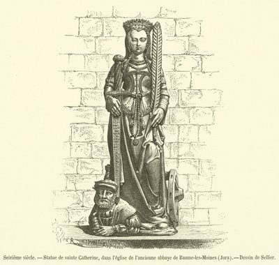 On altıncı yüzyıl, Saint Catherine heykeli, Baume-les-Moines, Jura