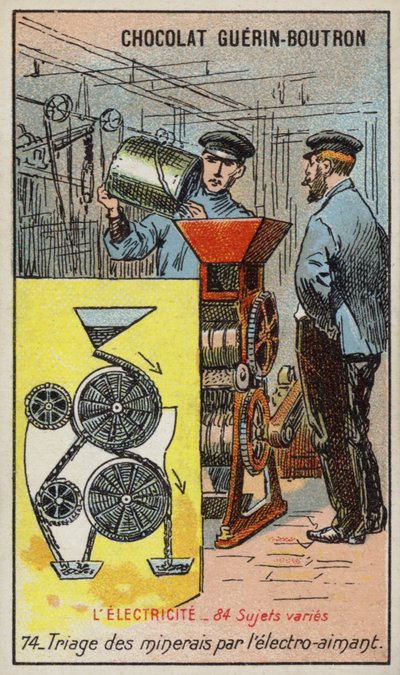 Bir elektromıknatıs (chromolitho) kullanarak cevheri ayırma by French School