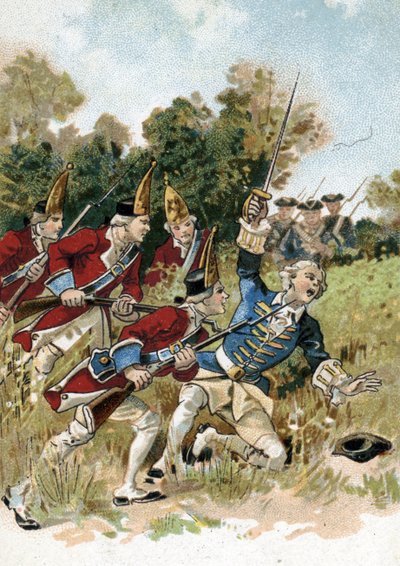 Yedi Yıl Savaşları (1756-1763): Assa Şövalyesi (1733-1760) olarak bilinen Louis d'Assas du Mercou'nun ölümü, Fransız kaptan by French School