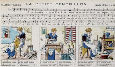 Popüler şarkı “” la petite Cinderella”” için notalar - resim Epinal by French School