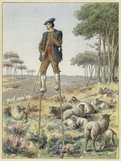 Ayaklıklar üzerinde çoban, Landes, Fransa by French School