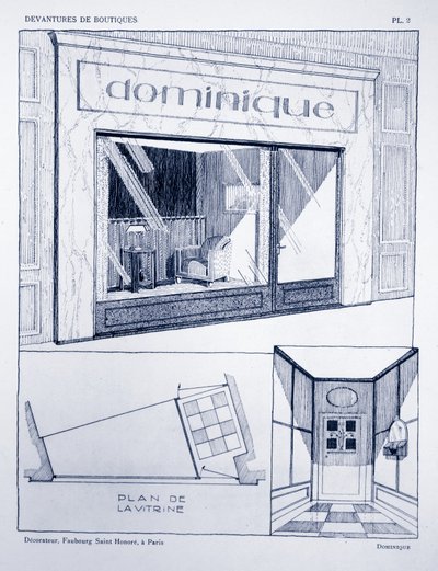 Dükkan önü, plaka 2, Louis-Pierre Sezille, Paris, 1927 tarafından Devantures de Boutiques