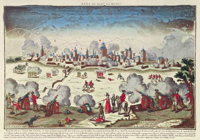 Lille Kuşatması ve Bombardımanı Albert de Saxe-Teschen, Eylül-Ekim 1792 (renkli gravür) by French School