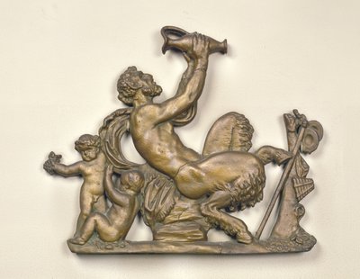 Faun içme (odun) gösteren bir şarap tüccarından işaret by French School
