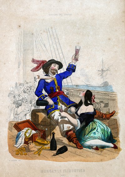 Sir Henry Morgan (1635-1688) (Flibustier Morgan): P. Christian tarafından yazılan “History of Pirates and Privateers of the Ocean and Mediterranean”da Galler yerlisi by French School