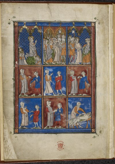 Sloane MS 1977 fol.5v İncil ve tıbbi sahneleri gösteren dokuz minyatür, Chirurgia by French School