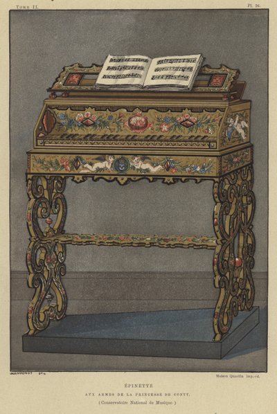 Conti Prensesi arması ile Spinet by French School