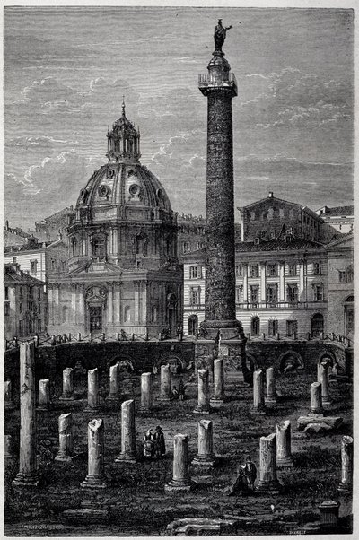 Trajan Meydanı ve Sütunu (Trajane sütunu) (Colonna Traiana) ve Ulpian Bazilikası (1864-1868