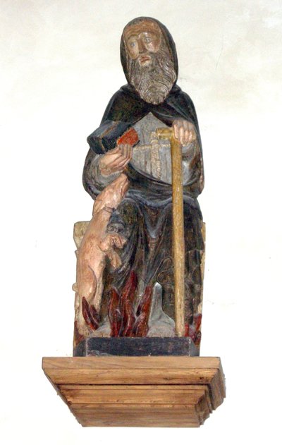 Aziz Anthony Abbot (boyalı ahşap) by French School