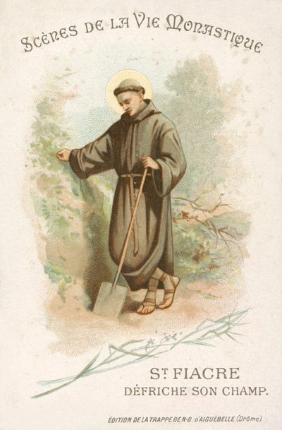 St Fiacre alanını temizliyor (chromolitho) by French School