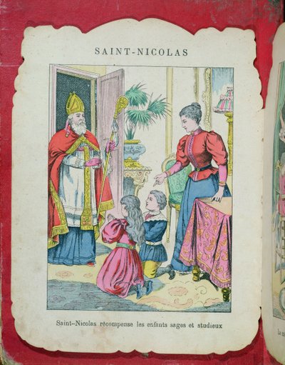 Aziz Nikolaos uslu ve çalışkan çocukları ziyaret ediyor, 1880 dolayları by French School