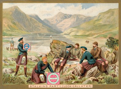 Stalking partisi, Loch Callater, İskoçya (chromolitho) by French School