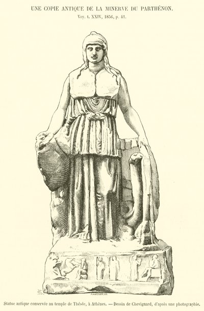 Heykel antika koruyucusu au tapınak de Thesee, bir Atina (gravür) by French School