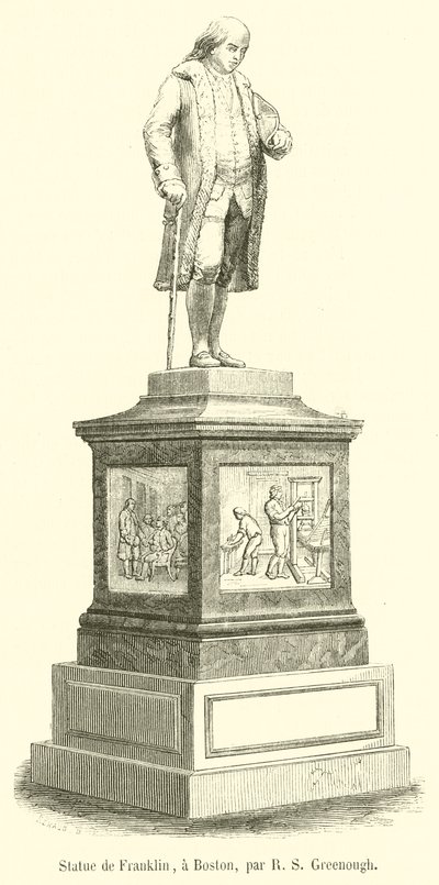 Heykel de Franklin, bir Boston (gravür) by French School