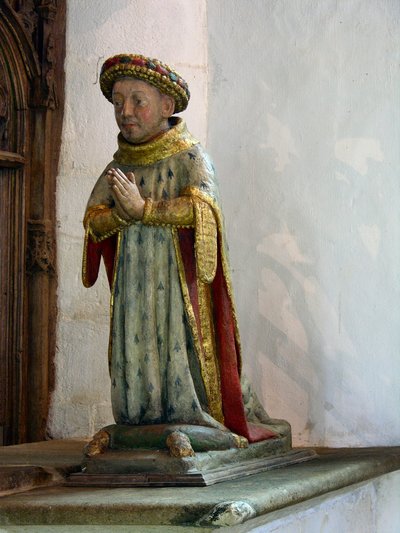 Jean V, Brittany Dükü heykeli (çok renkli ahşap) by French School