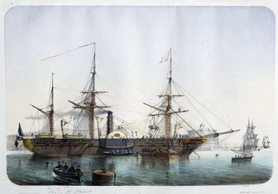 1850 dolaylarında Toulon limanında Buhar firkateyni by French School