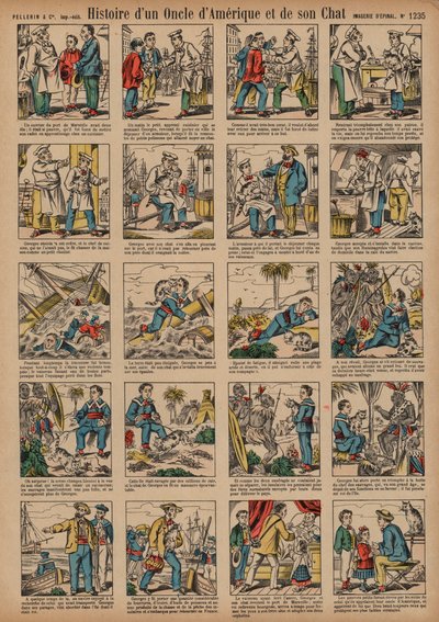 Amerikalı bir amca ve kedisinin hikayesi (renkli gravür) by French School