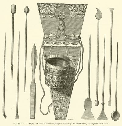 Roma stilleri ve hokka (gravür) by French School