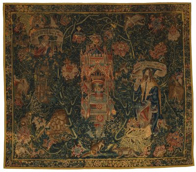 Goblen, Tanrı Musa'ya Görünen Baba (46.134 ila 46.139'dan oluşan altı Sibyl setinden biri) 'Rothamsted Goblenleri' olarak adlandırılır, Flanders, Tournei veya Brüksel, Belçika'da yapılmıştır, c.1530 (yün) by French School