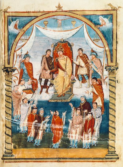 St Martin of Tours rahipleri ile çevrili Abbot Vivian, kitabı II. Charles the Kel