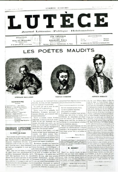 Lanetli Şairler, Lutece gazetesinin ön kapağı, 1884 by French School