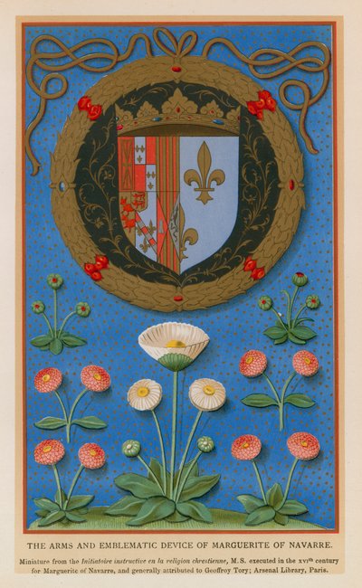 Navarre'li Marguerite'nin Silahları ve Sembolik aygıtları (chromolitho) by French School