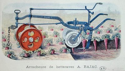 Pancar kaldırmak için Bajac Makinesi, c.1900 (renkli gravür) by French School