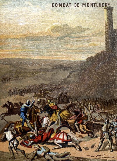 Montlhery Muharebesi (1227): Krallıklar ve feodalit - Blanche de Castille, oğlu IX. “Görüntü Yoluyla Yurtsever Eğitimi” Serisinin Kromolitografisi. by French School