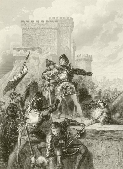 Chevalier Bayard, Brescia kuşatmasında yaralandı, 1512 by French School