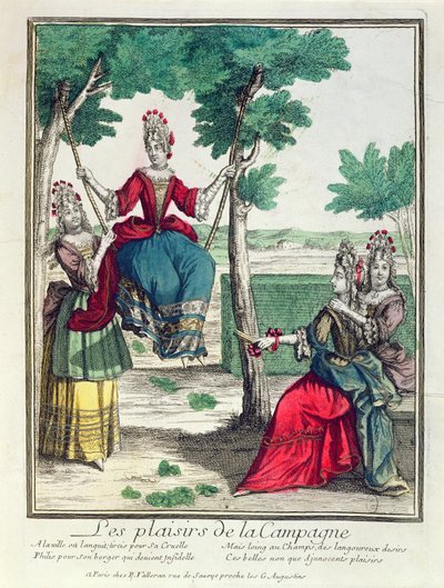 Ülkenin Zevkleri, 17. yüzyılın 2. yarısı (renkli gravür) by French School