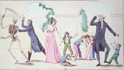 Aşının Tehlikeleri, c.1800-04 (renkli gravür) by French School