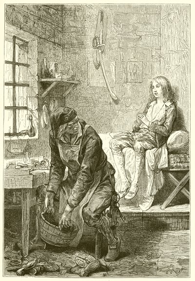 Tapınaktaki Dauphin ve ayakkabı tamircisi Simon by French School