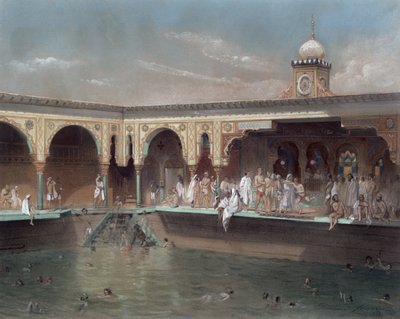 Deligny Hamamları, Paris, 1842 (kağıt üzerinde wc) by French School