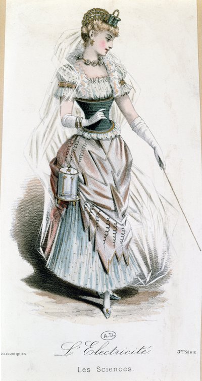 Elektrik Perisi, pilli süslü bir balo için kostüm, c.1885 by French School