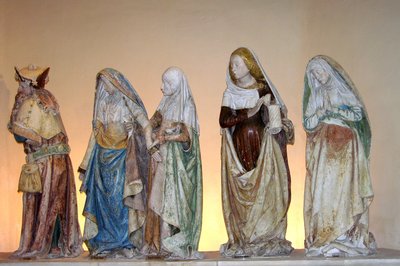 Entombment, 1490 (boyalı taş) (detay) by French School