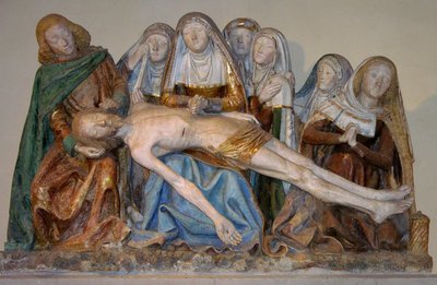 Entombment, 1490 (boyalı taş) (detay) by French School