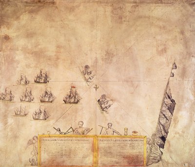 Hollanda Hint Adaları Filosu St. Helena açıklarında, 1746 by French School