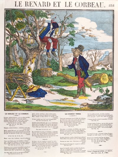 Tilki ve Karga, 1840 dolayları (renkli gravür) by French School