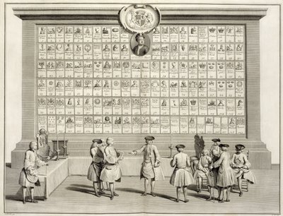 Hür Masonlar, çeşitli localar için işaretlerle, Din ve Gelenek Törenlerinden, c.1733 by French School